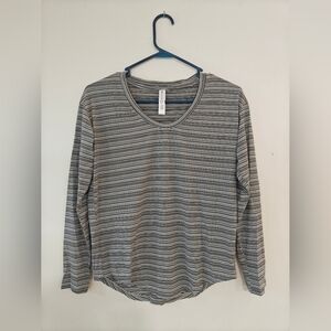 Athleta Cloudlight Stratus Striped Top Black White Women's Size XS